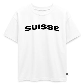 Suisse - T-shirt enfant oversize en coton biologique Premium - blanc - Devant - AI Model Kid Male (0cm)