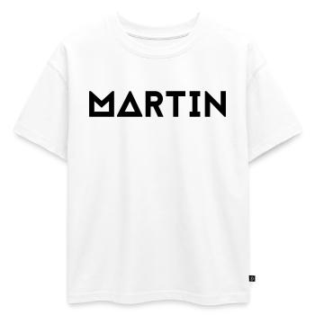 Prénom Martin - T-shirt enfant oversize en coton biologique Premium - blanc - Devant - AI Model Kid Male (0cm)