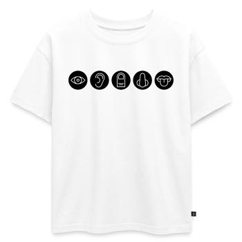 Cinq sens, organes sensoriels - T-shirt enfant oversize en coton biologique Premium - blanc - Devant - AI Model Kid Male (0cm)