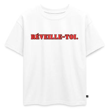 Réveille-toi - T-shirt enfant oversize en coton biologique Premium - blanc - Devant - AI Model Kid Male (0cm)
