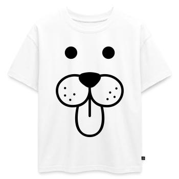 doggy face - T-shirt enfant oversize en coton biologique Premium - blanc - Devant - AI Model Kid Male (0cm)