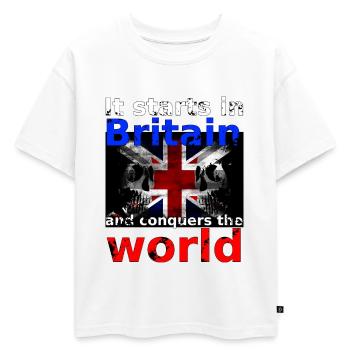 Grande-Bretagne - T-shirt enfant oversize en coton biologique Premium - blanc - Devant - AI Model Kid Male (0cm)