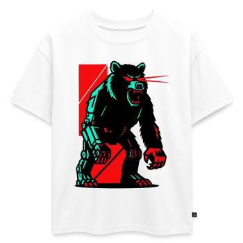 Mecha Techno Ours - T-shirt enfant oversize en coton biologique Premium - blanc - Devant - AI Model Kid Male (0cm)