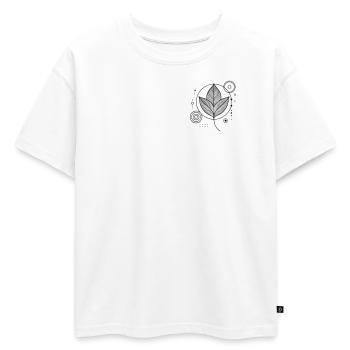 Zen Leaves – La nature rencontre la géométrie dans un style élégant - T-shirt enfant oversize en coton biologique Premium - blanc - Devant - AI Model Kid Male (0cm)
