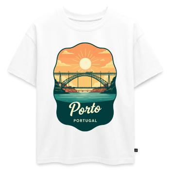 Insigne de voyage rétro du pont Luis de Porto Dom - T-shirt enfant oversize en coton biologique Premium - blanc - Devant - AI Model Kid Male (0cm)