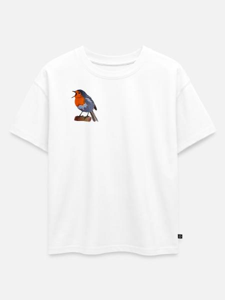 Robin Bird Illustration über Textil - Oversized Kinder Premium Organic T-Shirt - Weiß