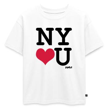 New York loves you - couleurs personnalisables - T-shirt enfant oversize en coton biologique Premium - blanc - Devant - AI Model Kid Male (0cm)