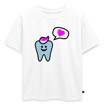 zahn punk zahnarzt dentist - Oversized Kids' Premium Organic T-Shirt - white - Front - AI Model Kid Male (0cm)