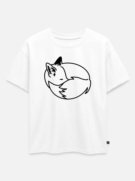 Fuchs eingekuschelt – Kawaii Fox Cartoon Design - Oversized Kinder Premium Organic T-Shirt - Weiß