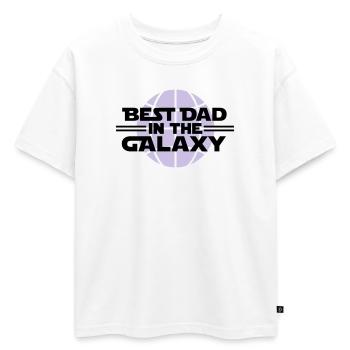 Le meilleur papa dans la galaxie - T-shirt enfant oversize en coton biologique Premium - blanc - Devant - AI Model Kid Male (0cm)
