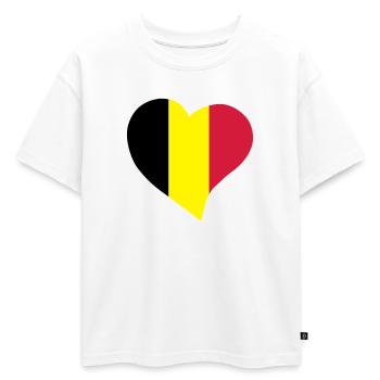 Coeur belge - T-shirt enfant oversize en coton biologique Premium - blanc - Devant - AI Model Kid Male (0cm)