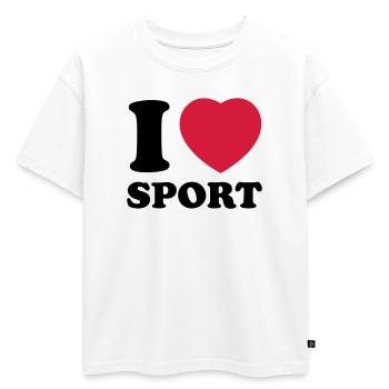 i love sport 2c - T-shirt enfant oversize en coton biologique Premium - blanc - Devant - AI Model Kid Male (0cm)