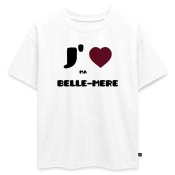 J'aime ma belle-mère (V) - T-shirt enfant oversize en coton biologique Premium - blanc - Devant - AI Model Kid Male (0cm)
