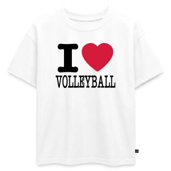 J'aime le volley-ball / j'aime la chemise de volleyball - T-shirt enfant oversize en coton biologique Premium - blanc - Devant - AI Model Kid Male (0cm)