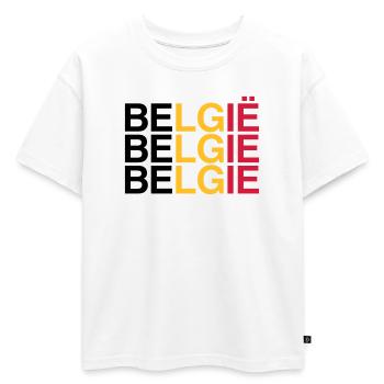 BELGIE Drapeau Belge - Belgique - Belgique 2024 - T-shirt enfant oversize en coton biologique Premium - blanc - Devant - AI Model Kid Male (0cm)