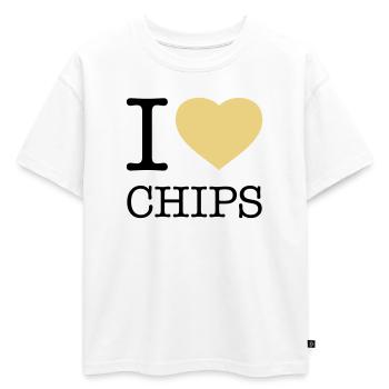 I LOVE CHIPS - T-shirt enfant oversize en coton biologique Premium - blanc - Devant - AI Model Kid Male (0cm)