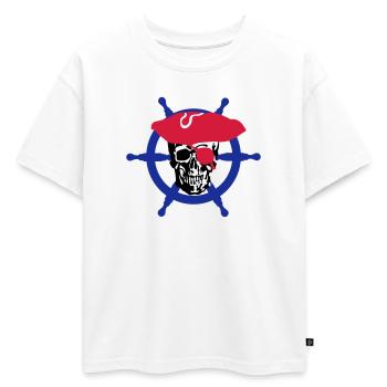 skull pirate - T-shirt enfant oversize en coton biologique Premium - blanc - Devant - AI Model Kid Male (0cm)
