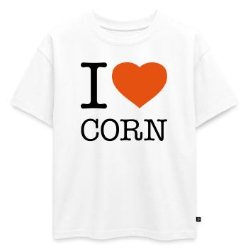 J’AIME LE MAÏS Mais - T-shirt enfant oversize en coton biologique Premium - blanc - Devant - AI Model Kid Male (0cm)