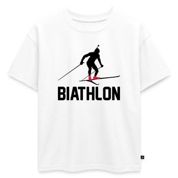 Biathlon - T-shirt enfant oversize en coton biologique Premium - blanc - Devant - AI Model Kid Male (0cm)