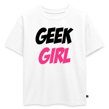 Geek Girl - T-shirt enfant oversize en coton biologique Premium - blanc - Devant - AI Model Kid Male (0cm)