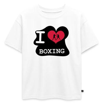 I Love Boxing - T-shirt enfant oversize en coton biologique Premium - blanc - Devant - AI Model Kid Male (0cm)