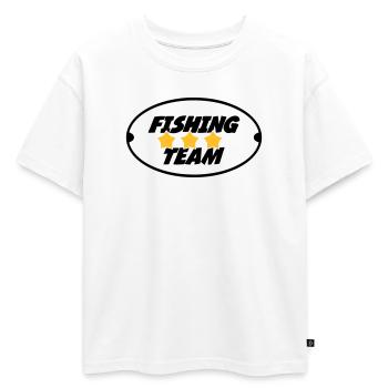 Fishing Team - T-shirt enfant oversize en coton biologique Premium - blanc - Devant - AI Model Kid Male (0cm)