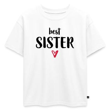 meilleure soeur je coeur cadeau soeur frères et sœurs - T-shirt enfant oversize en coton biologique Premium - blanc - Devant - AI Model Kid Male (0cm)