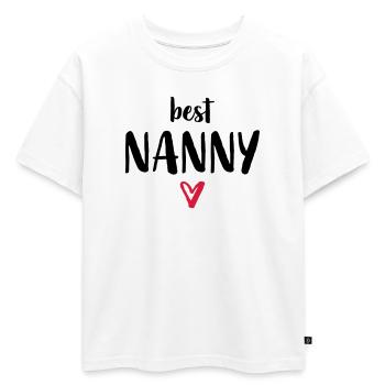 Meilleur nounou I coeur cadeau chambre d'enfant Kita - T-shirt enfant oversize en coton biologique Premium - blanc - Devant - AI Model Kid Male (0cm)