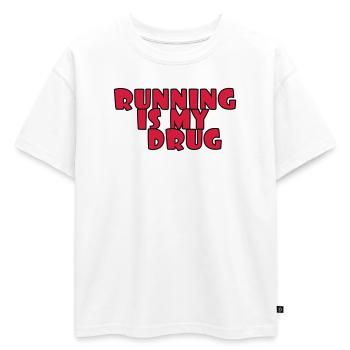 Course à Pied / Running / Jogging / Coureur - T-shirt enfant oversize en coton biologique Premium - blanc - Devant - AI Model Kid Male (0cm)