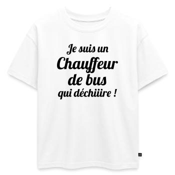 Bus / Conducteur / Travail / Métier / Job - T-shirt enfant oversize en coton biologique Premium - blanc - Devant - AI Model Kid Male (0cm)