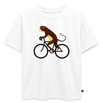 singe - T-shirt enfant oversize en coton biologique Premium - blanc - Devant - AI Model Kid Male (0cm)