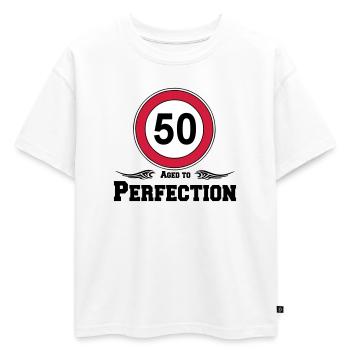 50.Geburtstag , 50 vieilli à la perfection .. (25) - T-shirt enfant oversize en coton biologique Premium - blanc - Devant - AI Model Kid Male (0cm)