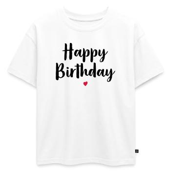 Joyeux anniversaire coeur cadeau d'anniversaire - T-shirt enfant oversize en coton biologique Premium - blanc - Devant - AI Model Kid Male (0cm)