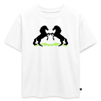 Chevaux - T-shirt enfant oversize en coton biologique Premium - blanc - Devant - AI Model Kid Male (0cm)
