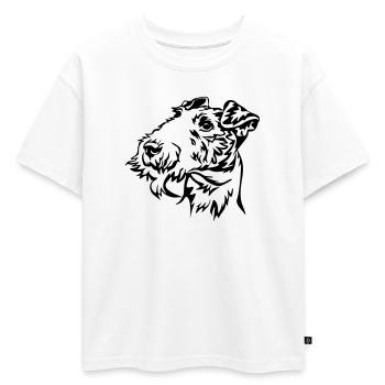 Tête de Fox terrier - T-shirt enfant oversize en coton biologique Premium - blanc - Devant - AI Model Kid Male (0cm)