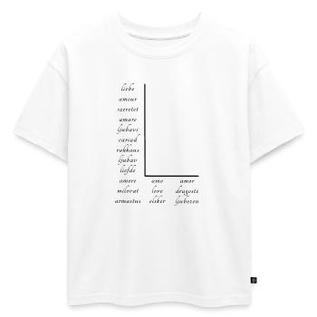 L’amour En Beaucoup de Langues Différentes - T-shirt enfant oversize en coton biologique Premium - blanc - Devant - AI Model Kid Male (0cm)