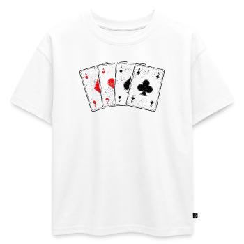 Carreaux coeur de pique---a jeu de cartes poker professionnel - T-shirt enfant oversize en coton biologique Premium - blanc - Devant - AI Model Kid Male (0cm)