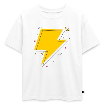 Rayon dynamique en jaune et noir - T-shirt enfant oversize en coton biologique Premium - blanc - Devant - AI Model Kid Male (0cm)