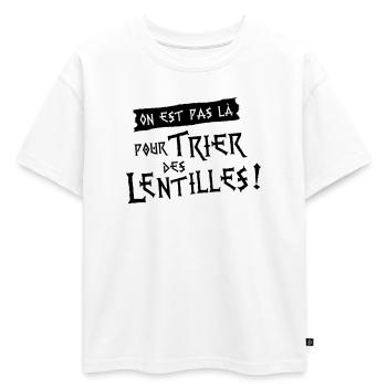 On est pas là pour trier des lentilles ! - T-shirt enfant oversize en coton biologique Premium - blanc - Devant - AI Model Kid Male (0cm)