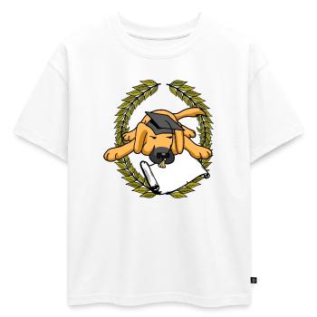 Laurel Wreath Dog Examen du diplôme de maître appris - T-shirt enfant oversize en coton biologique Premium - blanc - Devant - AI Model Kid Male (0cm)