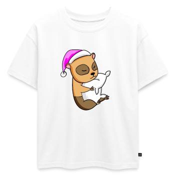 Cochon d’Inde avec oreiller et bonnet de couchage - T-shirt enfant oversize en coton biologique Premium - blanc - Devant - AI Model Kid Male (0cm)