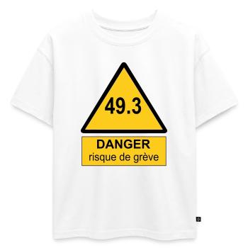 49.3 danger - T-shirt enfant oversize en coton biologique Premium - blanc - Devant - AI Model Kid Male (0cm)
