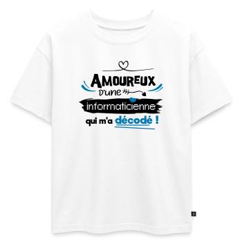 Amoureux d'une informaticienne ! humour geek - T-shirt enfant oversize en coton biologique Premium - blanc - Devant - AI Model Kid Male (0cm)