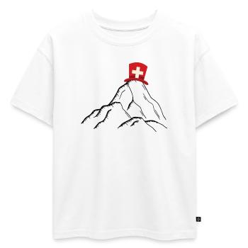 Suisse - Montagnes suisses - T-shirt enfant oversize en coton biologique Premium - blanc - Devant - AI Model Kid Male (0cm)