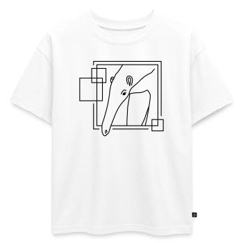 Fourmilier en forme géométrique - Conception d’art au trait - T-shirt enfant oversize en coton biologique Premium - blanc - Devant - AI Model Kid Male (0cm)