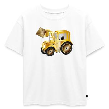 Chargeur frontal de tracteur dans les couleurs or pour les ventilateurs de tracteur - T-shirt enfant oversize en coton biologique Premium - blanc - Devant - AI Model Kid Male (0cm)