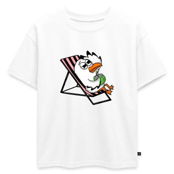 Mouette - T-shirt enfant oversize en coton biologique Premium - blanc - Devant - AI Model Kid Male (0cm)