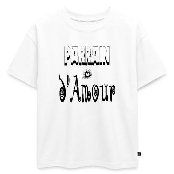 Parrain Amour Cœur - T-shirt enfant oversize en coton biologique Premium - blanc - Devant - AI Model Kid Male (0cm)
