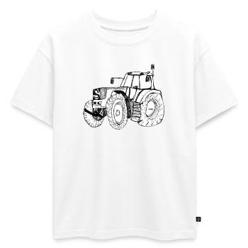 Tracteur - T-shirt enfant oversize en coton biologique Premium - blanc - Devant - AI Model Kid Male (0cm)