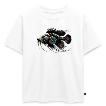 Poisson-chat d’aquarium, poisson-chat d’antenne, minimaliste - T-shirt enfant oversize en coton biologique Premium - blanc - Devant - AI Model Kid Male (0cm)